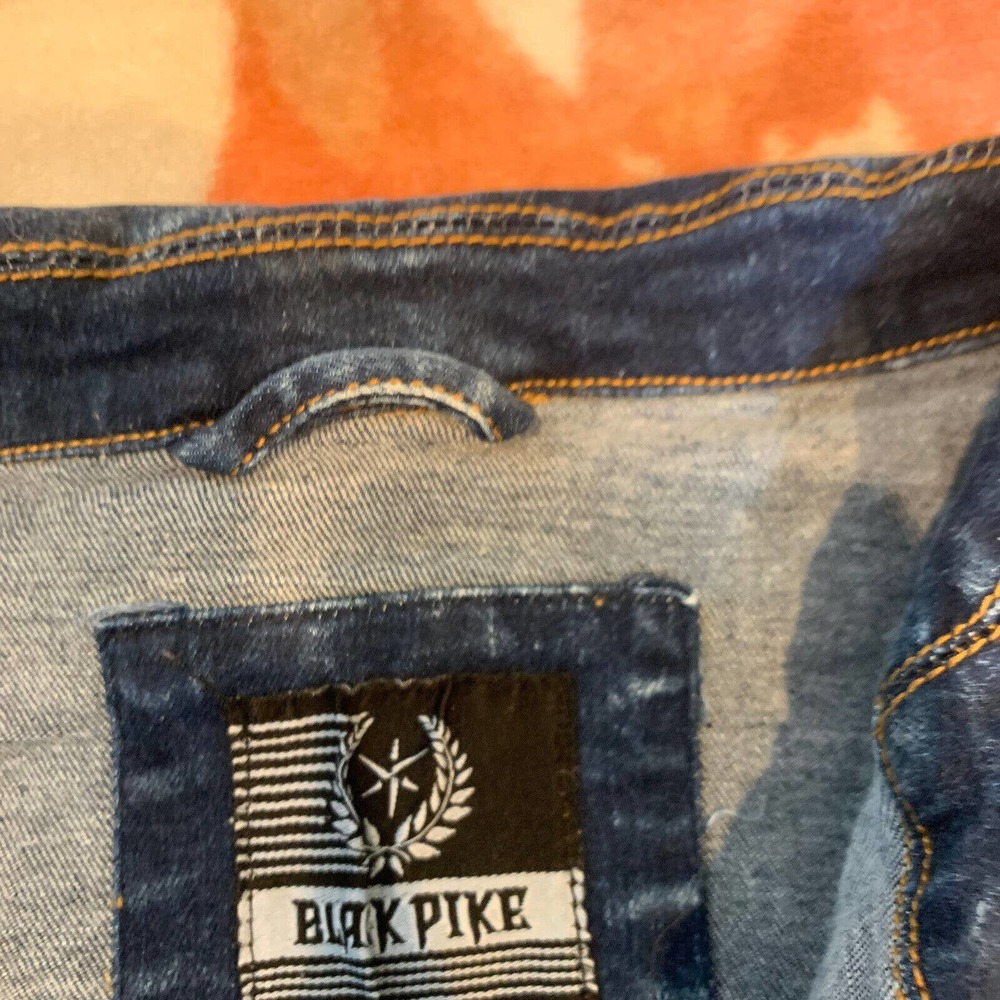 Black Pike Blue Denim Jean Jacket Size L - Picture 6 of 12